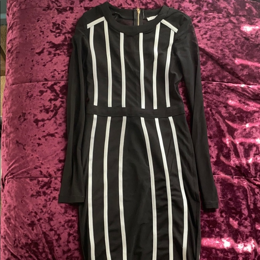 White and Black stripes dress